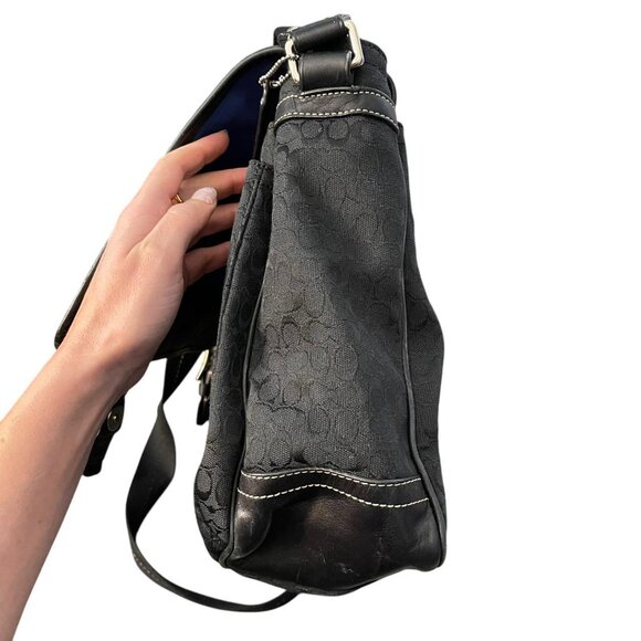 ๐ค Vintage Y2K Coach Signature Voyager Black Monogram Messenger Crossbody Bag - Picture 7 of 8